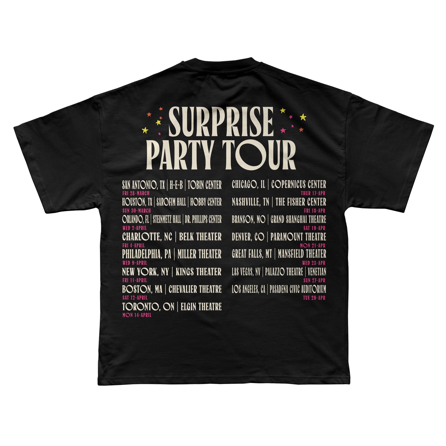 Sturniolo Surprise Party Tour Star Dates Tee - Black