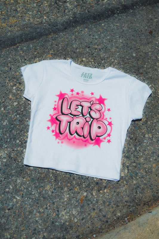 Let's Trip Airbrush Baby Tee WHITE